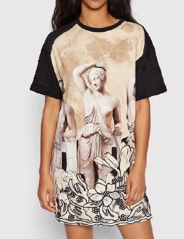 Rochie scurta Desigual, negru/bej