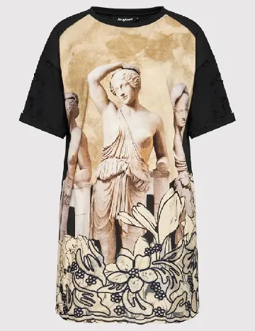 Rochie scurta Desigual, negru/bej