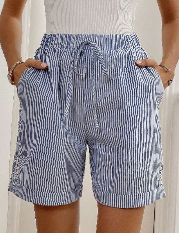 Pantaloni scurti SHEIN, alb/albastru