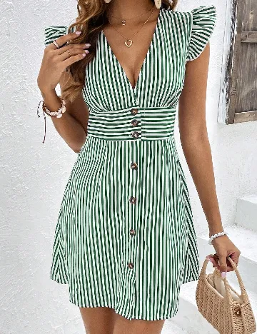 Rochie scurta SHEIN, alb/verde