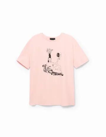 Tricou Oversize Desigual, roz