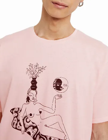 Tricou Oversize Desigual, roz