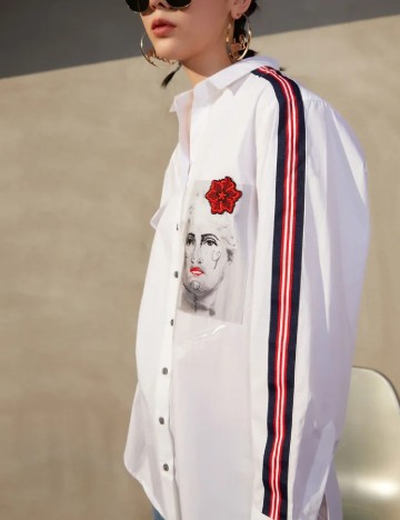 Camasa Oversize Desigual, alb