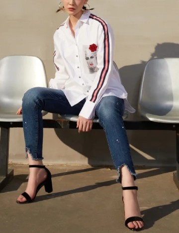 Camasa Oversize Desigual, alb