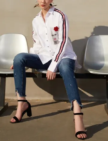 Camasa Oversize Desigual, alb