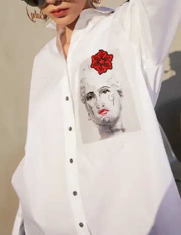 Camasa Oversize Desigual, alb