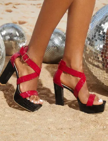 Sandale SHEIN, negru/rosu