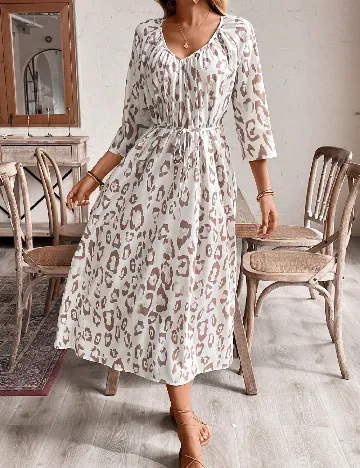 Rochie lunga SHEIN, maro/alb