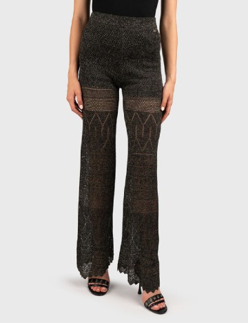 Pantaloni Marciano Guess, negru/auriu