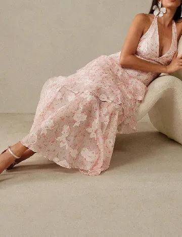 Rochie lunga Anewsta, roz
