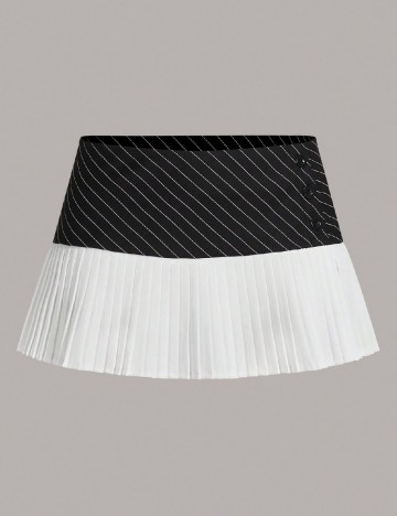 Fusta pantalon SHEIN, alb/negru