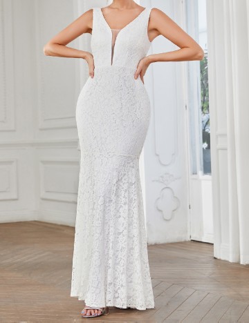 Rochie lunga Ever-Pretty, alb