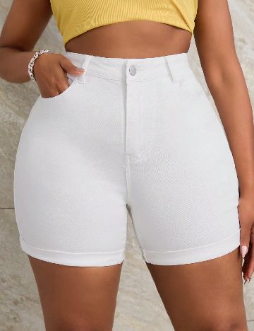 Pantaloni scurti SHEIN CURVE, alb