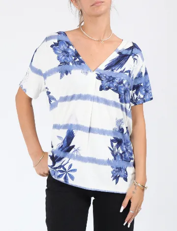 Tricou Desigual, albastru/alb Albastru