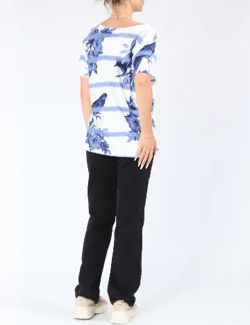 Tricou Desigual, albastru/alb Albastru