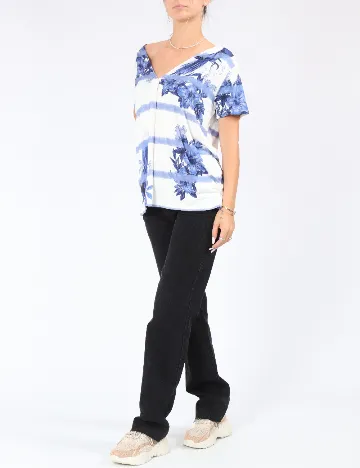 Tricou Desigual, albastru/alb Albastru
