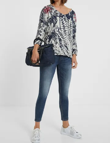 Bluza Desigual, albastru/alb
