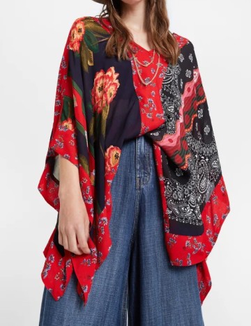 Poncho Desigual, mix culori