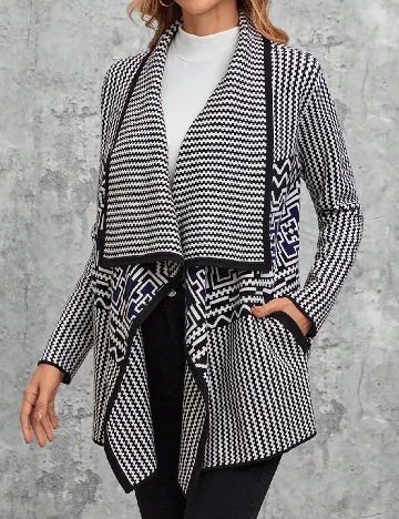 Cardigan Emery Rose, alb/negru Negru