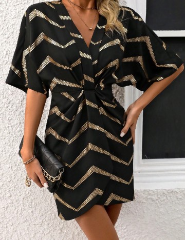 Rochie scurta SHEIN, negru/argintiu