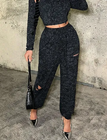 Pantaloni SHEIN, negru/gri Negru