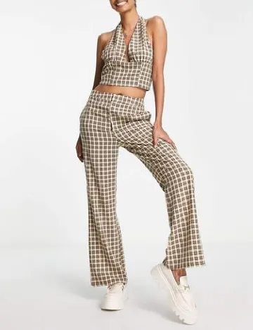 Pantaloni Lola May, crem/maro Crem