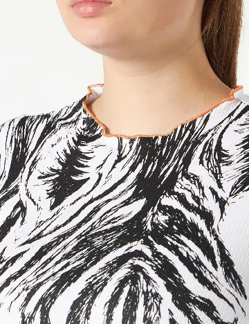 Tricou Desigual, alb/negru Alb