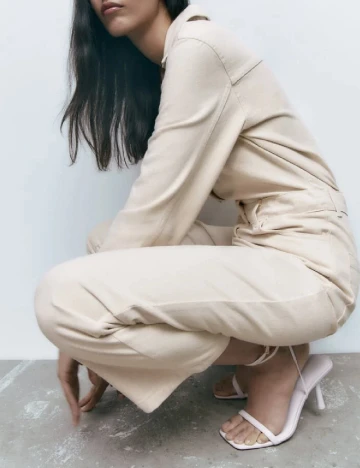 Salopeta Zara, ecru Alb