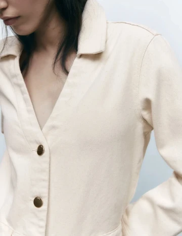 Salopeta Zara, ecru Alb