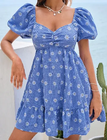 Rochie scurta SHEIN, floral print Albastru