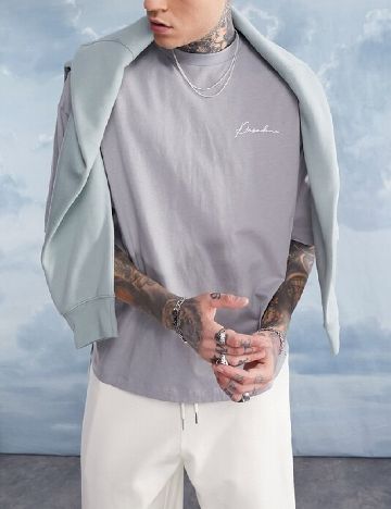 Tricou Oversize ASOS, gri
