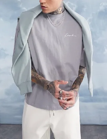 Tricou Oversize ASOS, gri Gri