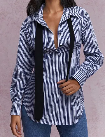 Camasa Missguided, alb/albastru Albastru