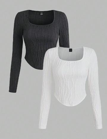 Set topuri 2 bucati SHEIN, negru/alb