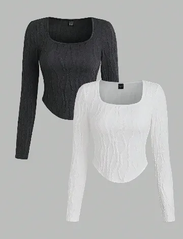 Set topuri 2 bucati SHEIN, negru/alb Alb