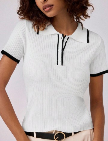 Tricou Forever 21, alb/negru