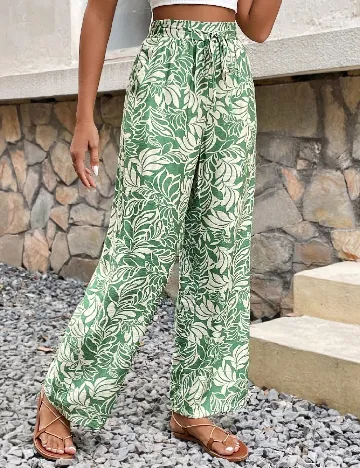 Pantaloni SHEIN, verde/alb Verde