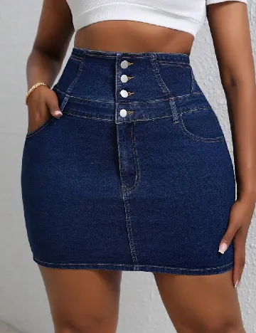 Fusta SHEIN CURVE, albastru Albastru