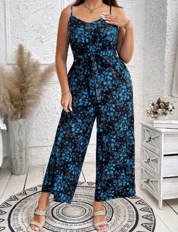 Salopeta SHEIN CURVE, negru/albastru