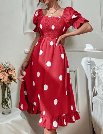 Rochie medie SHEIN, rosu/alb