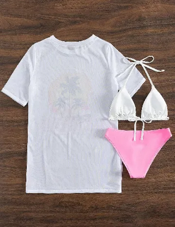 Costum de baie SHEIN, alb/roz Alb