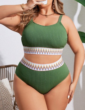 Costum de baie SHEIN CURVE, verde