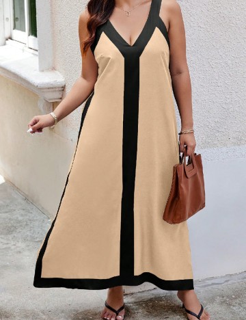Rochie lunga SHEIN CURVE, crem/negru