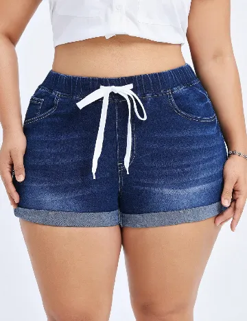 Pantaloni scurti SHEIN CURVE, albastru Albastru