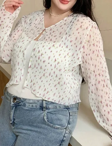 Cardigan Dazy Plus Size, alb Alb