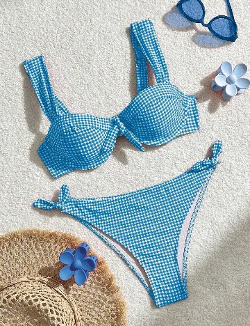 Costum de baie SHEIN, albastru/alb Albastru