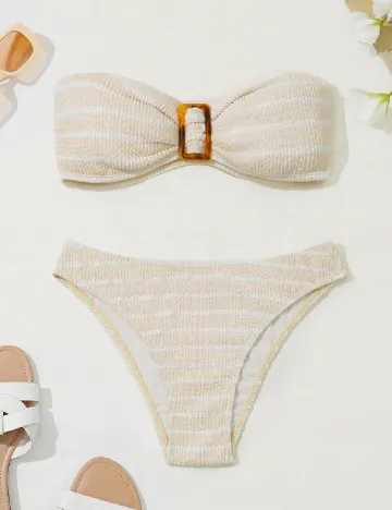 Costum de baie SHEIN, crem Crem