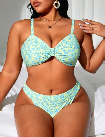 Costum de baie SHEIN CURVE, albastru/galben Galben