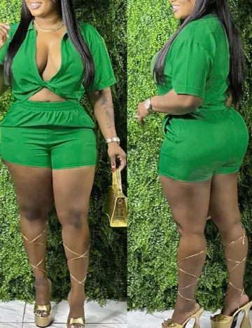 Compleu SHEIN CURVE, verde Verde