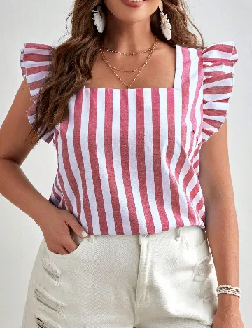 Bluza SHEIN CURVE, rosu/alb Rosu